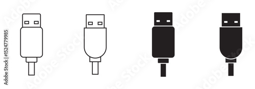 USB Essentials A Modern Icon Set . USB icon set, Usb flash drive symbol. Universal USB sign png and vector illustration on transparent background . 