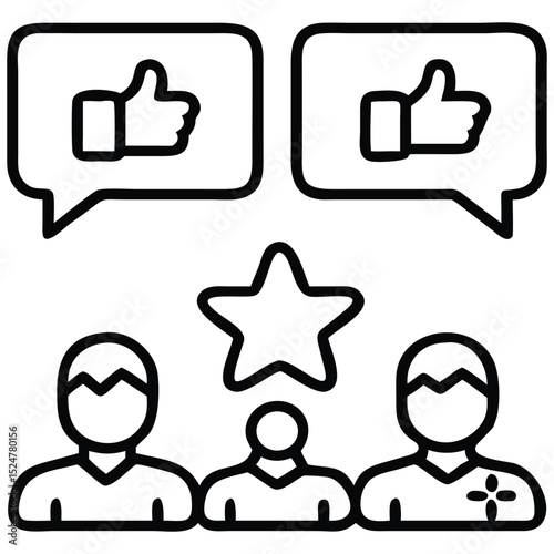 Customer Appreciation Outline User Feedback, Star Rating, and Thumbs Up Dialogue from Happy Clients