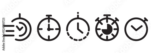 Time Management Made Easy A Comprehensive Timer Icon Collection  . Timers line icon set. Timer  Stopwatch . Illustrator 
