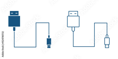 Plug In  A Set of Simple USB Icons .  Illustrator  
