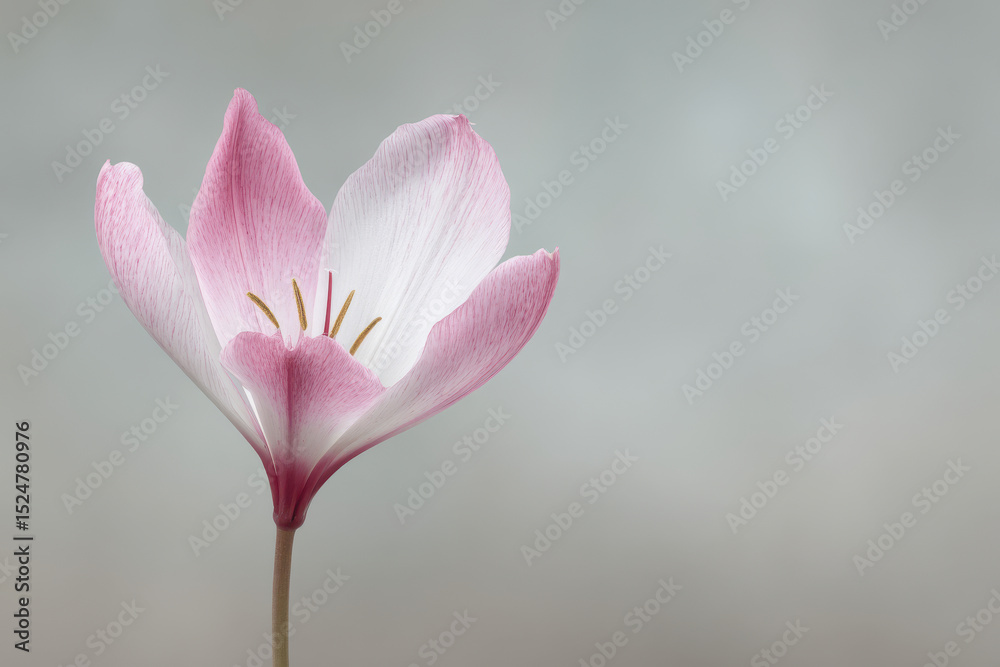 Fototapeta premium single flower in light minimalistic setting emphasizing its beauty against ultrabright clean background