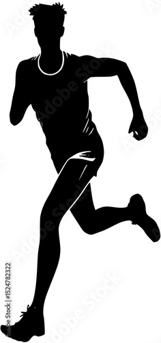 Silhouette of a Runner in Action, Sports Concept