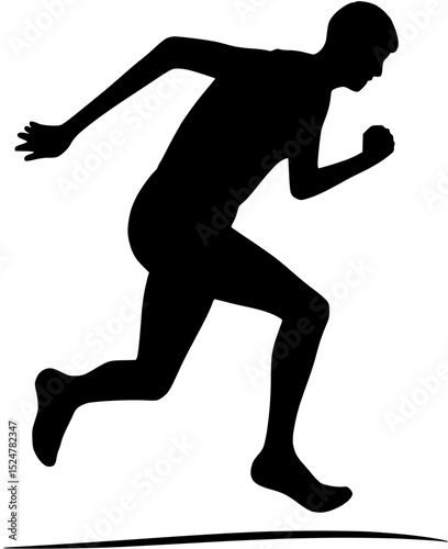 Silhouette of a Runner in Action, Sprinting Forward