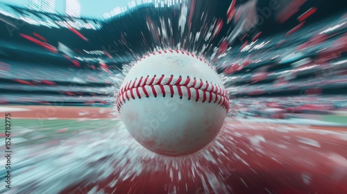 Dynamic baseball action shot conveying speed and intensity within stadium setting