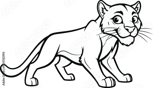 vector illustration of cartoon mountain lion 