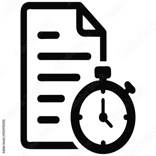 Document Deadline Paperwork with Chronometer Icon for Time Management and Productivity