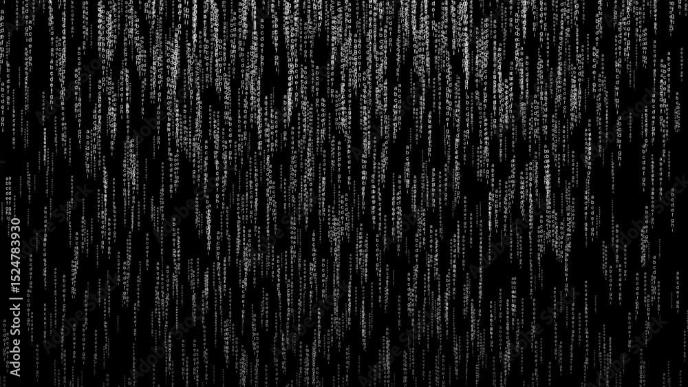 Glitchy matrix code rain, Futuristic digital data stream animation