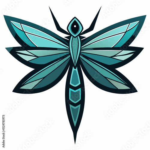 stylized dragonfly with glassy wings vector illustration