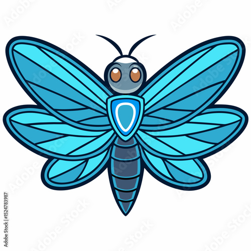 dragonfly logo with smooth glassy wing vector illustration