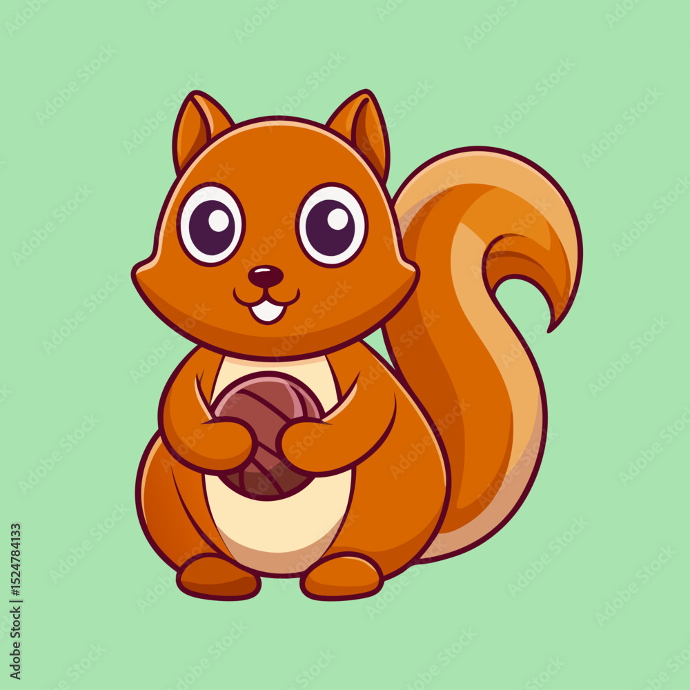 Obraz premium minimal squirrel logo with bold nut detail vector illustration
