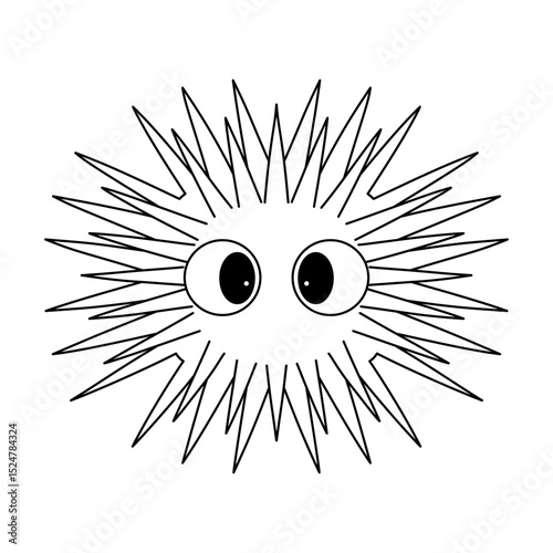 Urchin doodle outline line art