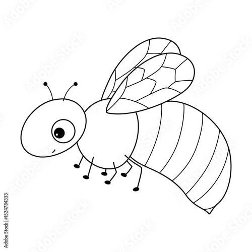 bee doodle outline line art