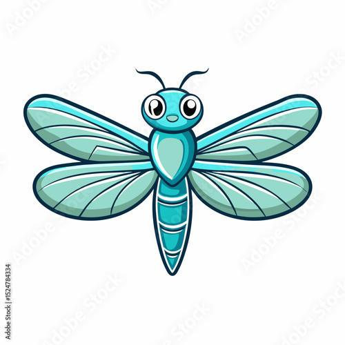 dragonfly logo with glossy glassy wings vector illustration
