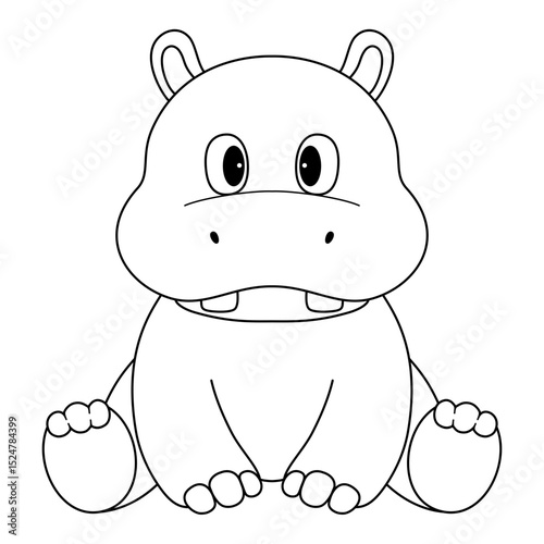 hippopotamus doodle outline line art
