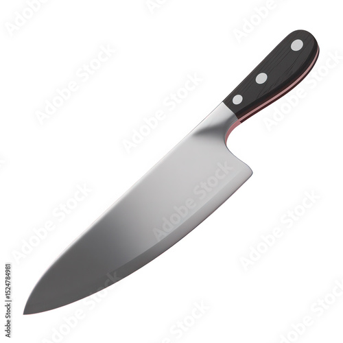 Sharp kitchen chef s knife isolated on transparent background