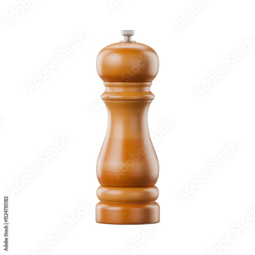 Wooden pepper mill grinder isolated on transparent background