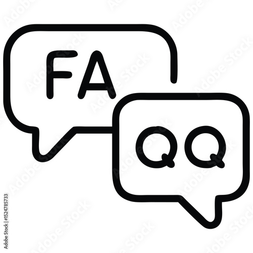 FAQ and QQ in Outline Speech Bubbles for Online Support and Help
