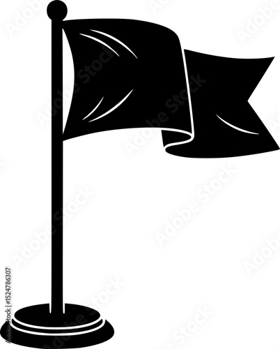 black silhouette of a flag on a vertical pole