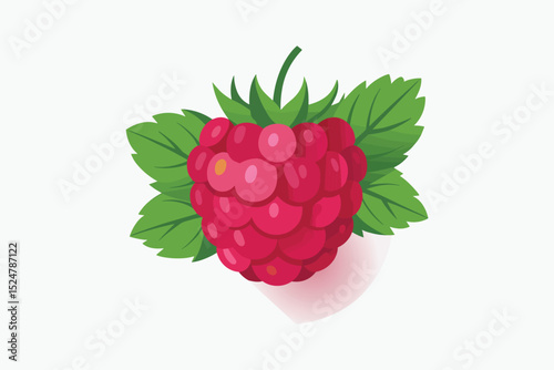 Fresh Raspberry Illustration Vibrant Vector Graphic of a Ripe Berry