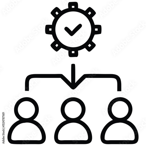 Gear and Check Mark Leading Team Project Management and Collaboration Icon