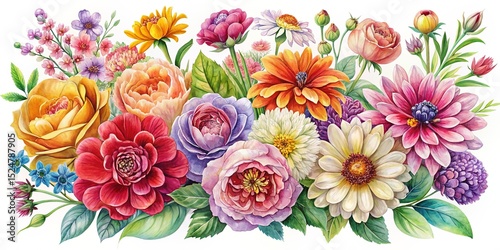 Vibrant Watercolor Floral Bouquet Illustration