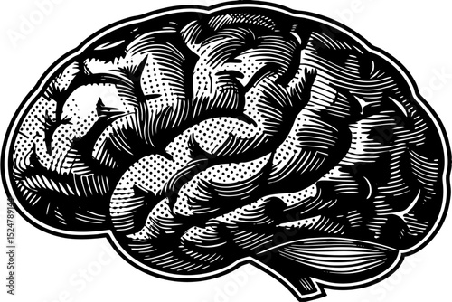 brain with halftone stipple effect 