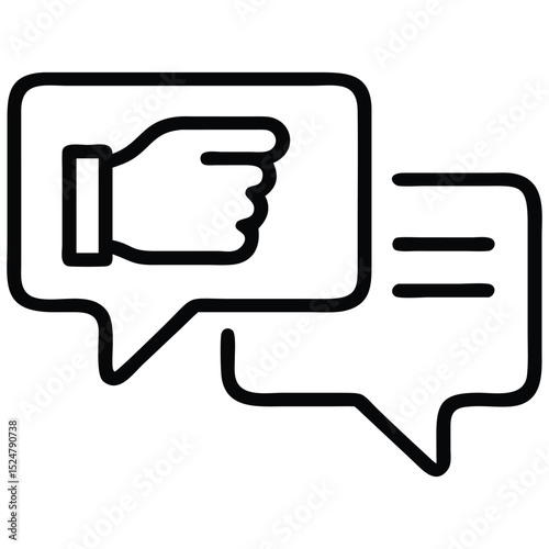 Hand Gesture Inside Chat Bubble Icon for Feedback and Communication Illustration