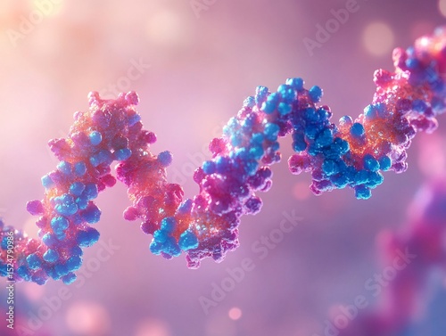 Molecular visualization of oxytocin science lab 3d rendering colorful environment close-up view biochemical concept