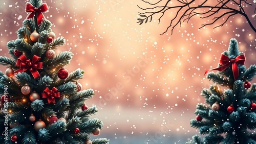 Magical Christmas Eve Snowfall, Decorated Trees, Festive Lights