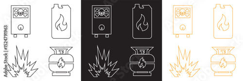 Gas safety  icon .  Icon forPictograms of flammable, toxic, explosive, warning, danger etc.  Vector illustration. isolated on white and black background. EPS 10