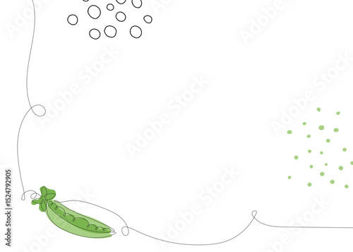pea continuous line background. One single line organic healthy food concept. Minimalism modern style graphics design