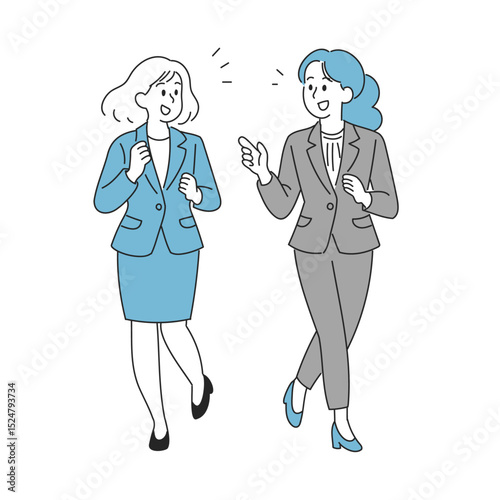 会話を楽しむビジネスウーマンのイラスト