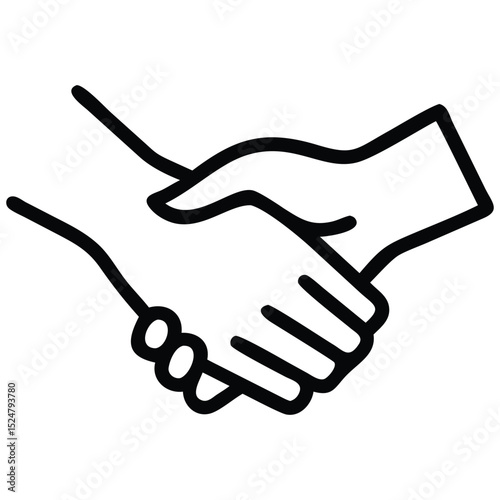 Handshake Icon Symbolizing Agreement, Partnership, and Collaboration in Line Art Style