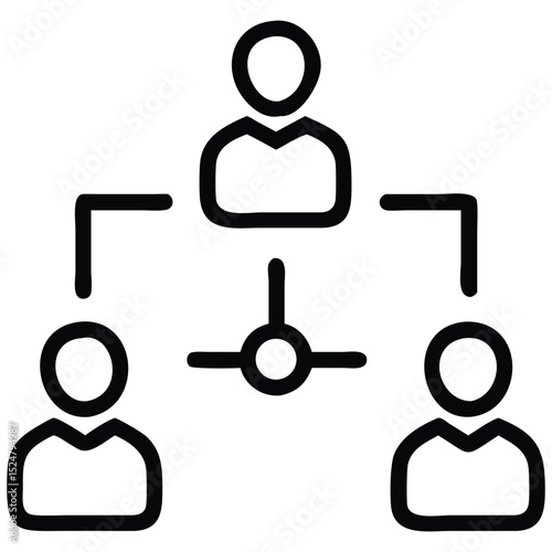 Hierarchical Diagram Illustrating Business Structure and Connections Between Employees or Departments, Organization Chart
