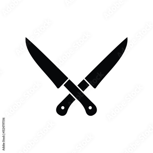Two crossed kitchen knives, a simple yet powerful symbol of cooking and culinary arts.