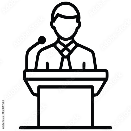 Icon of a Speaker at Podium Giving a Presentation or Speech