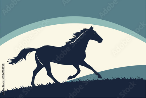 Midstride Majesty: Silhouette of a Running Horse