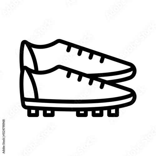 A modern, minimalist black outline soccer shoes icon. This vector represents footwear, equipment, and player gear in football or soccer. Ideal for sports apps, apparel, and game UIs.