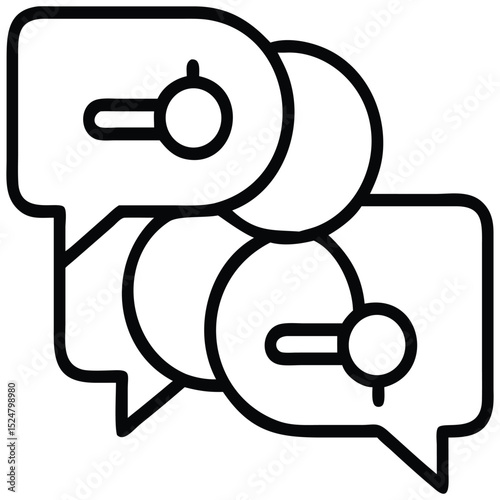 Illustration of Interacting Message Bubbles with Circle and Dash, Communication Symbol
