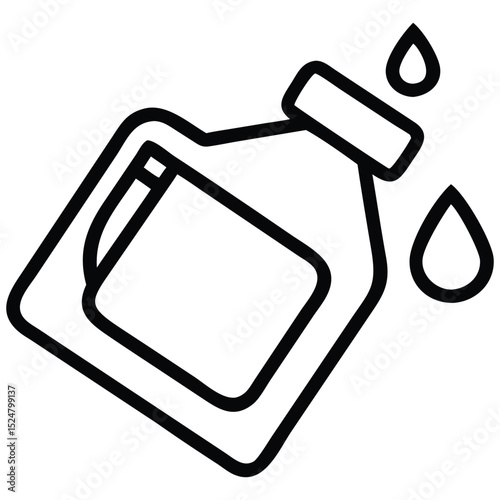 Illustration of Oil Canister with Droplets, Maintenance and Automotive Concepts