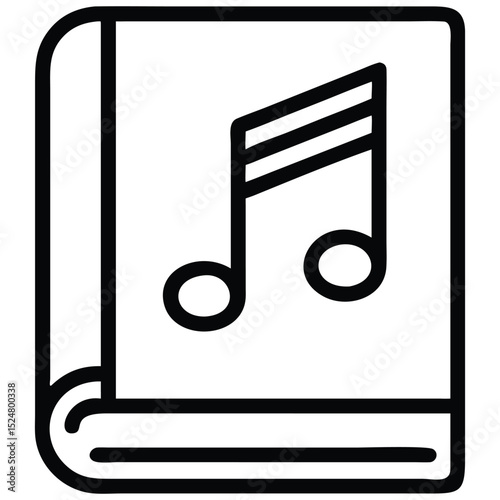 Isolated Icon of Music Note on Book Cover, Composition