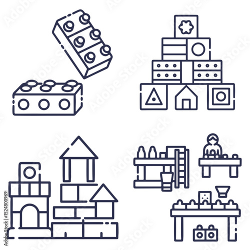 Building Blocks icon set for educational blogs, websites, learning resources, presentations, kids materials