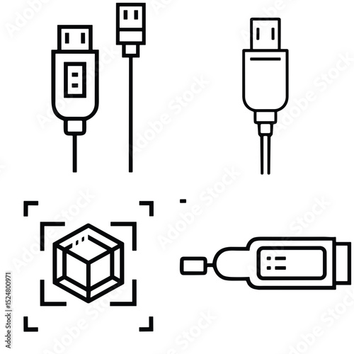 Charging Port icon set for electronics blogs, tech websites, device manuals, presentations, power awareness