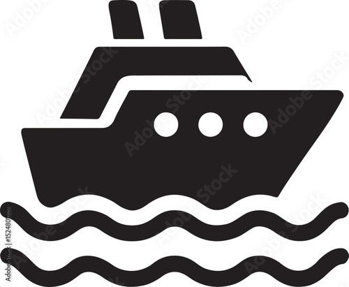 Cruise ship icon silhouette vector EPS. Ideal for travel, sea, vacation, tourism, and maritime designs.
