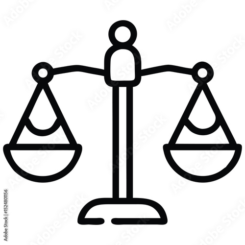 Justice Balance Scale Icon Vector, Equality Symbol for Legal, Law, and Court System Design