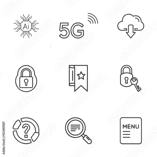 Internet and Web Application Icon Set for UI Design, Website Development, Mobile Apps, and Digital Marketing Materials