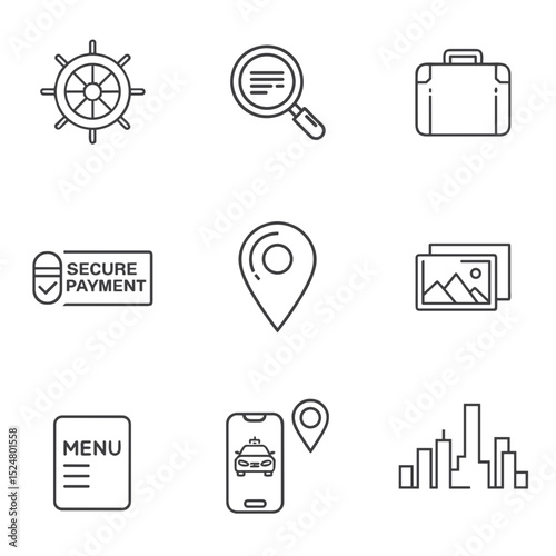 Travel and Tourism Icon Set for Vacation Planning Websites, Adventure Blogs, Tourism Apps and Holiday Marketing Materials