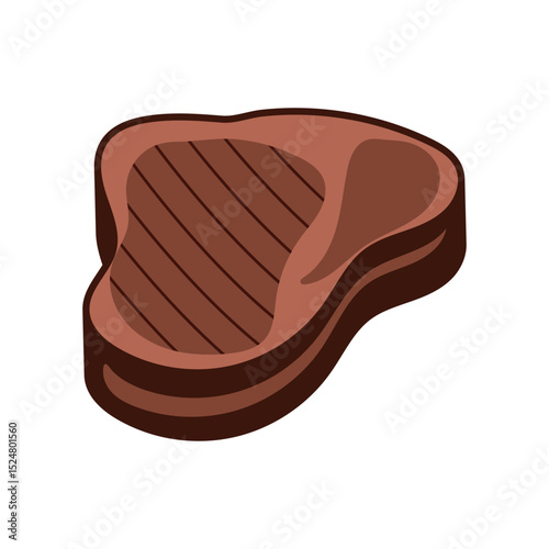  Beef Steak Icon BBQ Symbol, Grilled Meat Sign, Raw Meat Pictogram, Ribeye Steak Illustration.