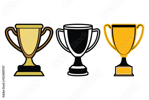 Trophy Cup Silhouette Icon Vector Award Symbol Illustration