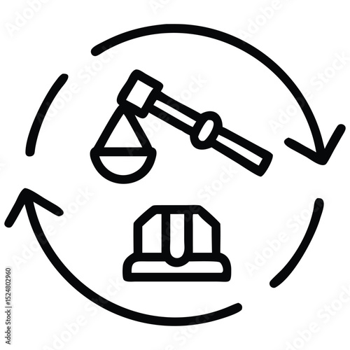 Lawful Process Gavel and Courthouse in a Continuous Loop of Legal System